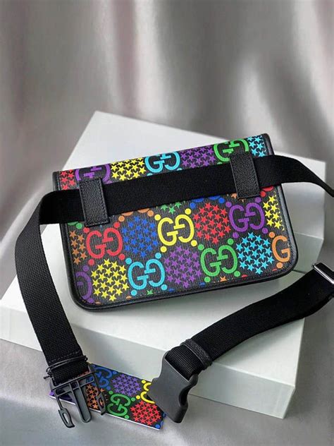 psychedelic gucci purse|GUCCI GG Supreme Monogram Psychedelic Slim Belt Bag Black .